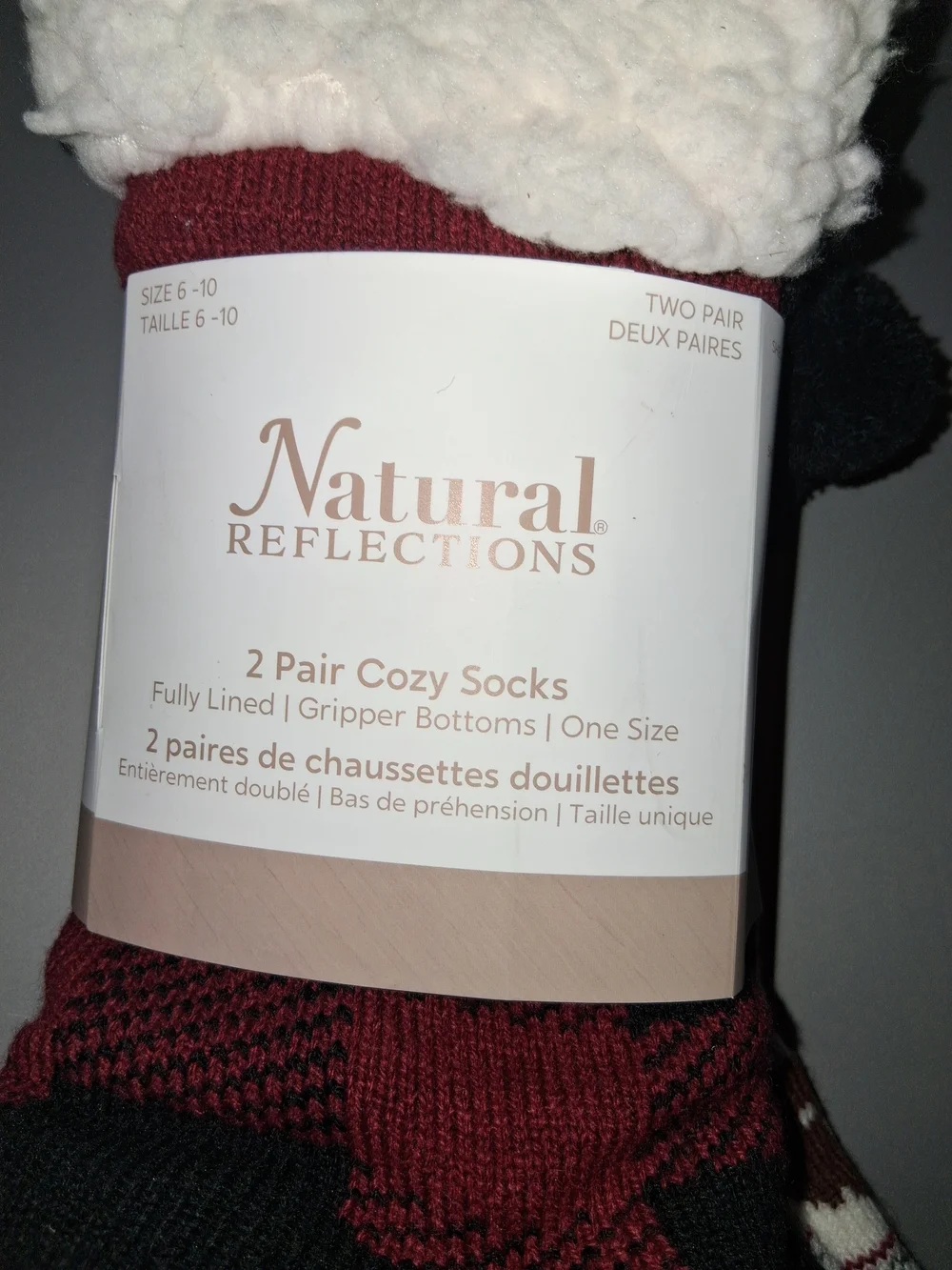 Natural Reflections Mama Bear Cozy Socks 2 Pair Red/White Size 6-10